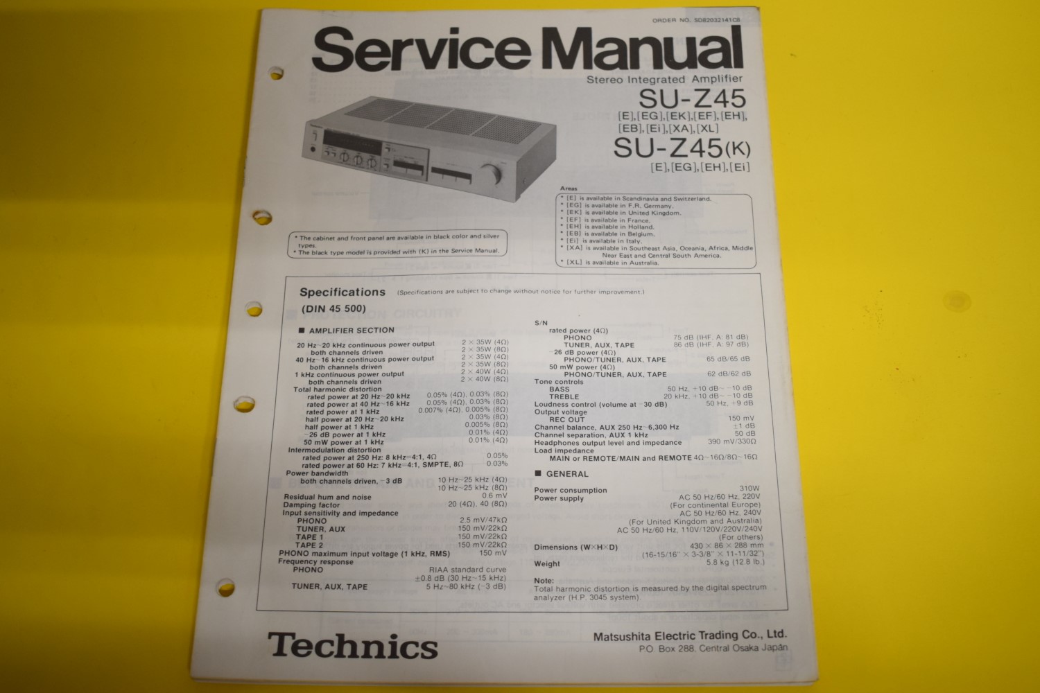 Technics SU-Z45 Amplifier Service Manual  			